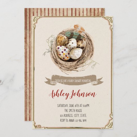 Vogelnest Einladung (Vorne/Hinten)