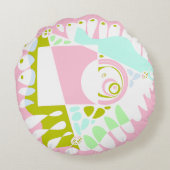 Vogelnest - Flamingo Pink White Rundes Kissen (Rückseite)