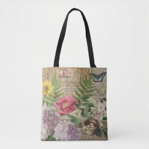 Vogelnest Floralgarten-Blumen-Schmetterling-Kunst Tasche