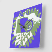 Vogelnest - Indigogrün Quadratische Wanduhr (Winkel)