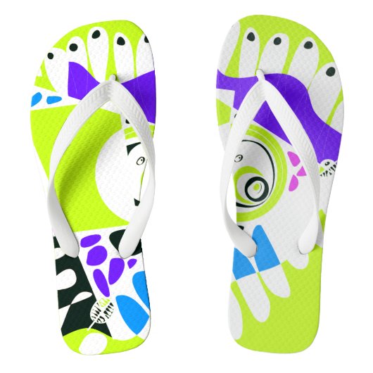 Vogelnest - Limettengrün weiß Badesandalen (Fußbett)