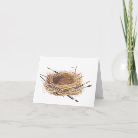 Vogelnest mit Art Brushs Note Card (Vorderseite)