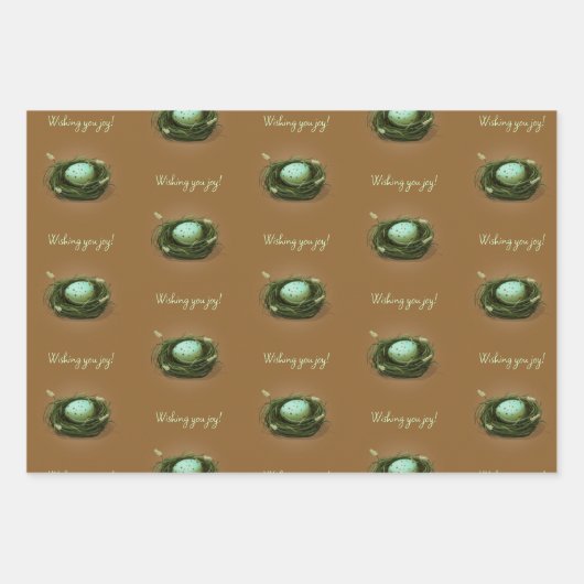 Vogelnest mit blau geflecktem Ei 3 Benutzerdefinie Geschenkpapier Set (Vorderseite 3)