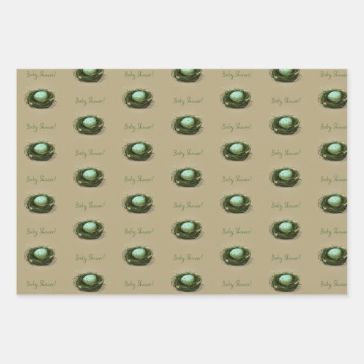 Vogelnest mit blau geflecktem Ei 3 Benutzerdefinie Geschenkpapier Set (Vorderseite 2)