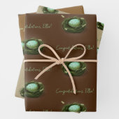 Vogelnest mit blau geflecktem Ei 3 Benutzerdefinie Geschenkpapier Set (Beispiel)