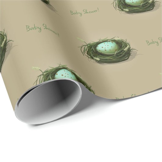 Vogelnest mit blaugeflecktem Ei Tan Custom Geschenkpapier (Rolleneckpunkt)