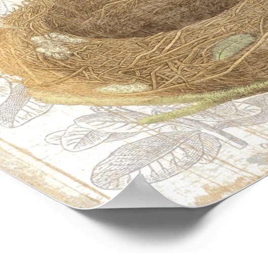 Vogelnest mit dekorativem Ei Poster (Ecke)