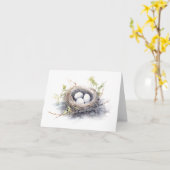 Vogelnest mit Eier BLANK Karte (Gelbe Blume)