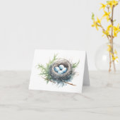 Vogelnest mit Eiern BLANK Karte (Gelbe Blume)