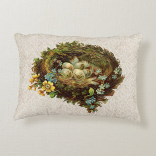 VOGELNEST MIT EIERN KISSEN VINTAGE