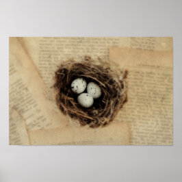 Vogelnest mit Eiern Moderne Vintage Ostern Poster