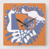 Vogelnest - Orange Periwinkle Quadratische Wanduhr (Vorderseite)