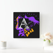 Vogelnest - Personalisierter Anfangsbrief A Quadratische Wanduhr (Zuhause)