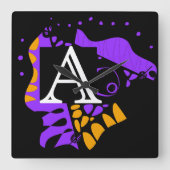 Vogelnest - Personalisierter Anfangsbrief A Quadratische Wanduhr (Vorderseite)