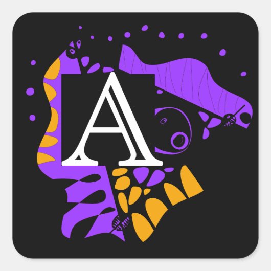 Vogelnest - Personalisierter Anfangsbrief A Quadratischer Aufkleber (Vorderseite)