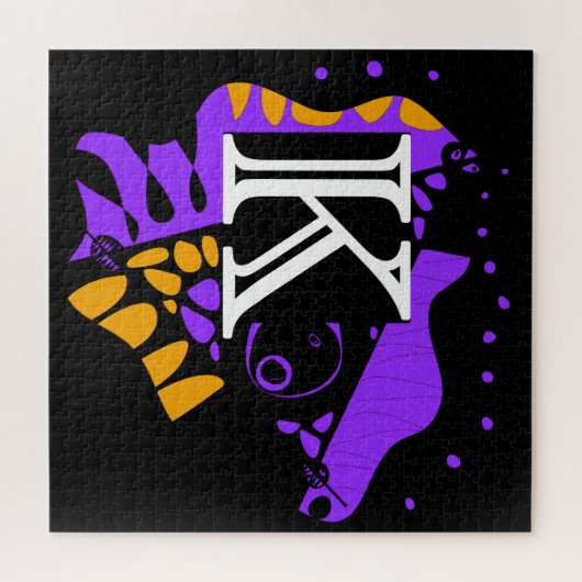 Vogelnest - Personalisierter Anfangsbrief K Puzzle (Horizontal)