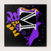 Vogelnest - Personalisierter Anfangsbrief M Puzzle (Horizontal)