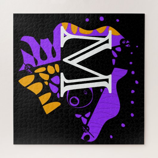 Vogelnest - Personalisierter Anfangsbrief M Puzzle (Horizontal)