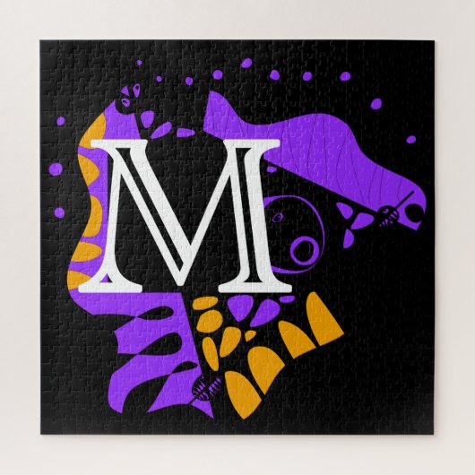 Vogelnest - Personalisierter Anfangsbrief M Puzzle (Vertikal)