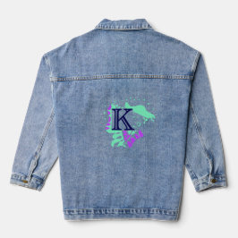 Vogelnest - Personalisierter Initialbrief K Aqua Jeansjacke