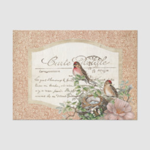 Vogelnest rote Blumengestaltung Carte Postale fran Seidenpapier
