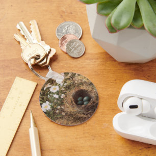 Vogelnest und Hundsrosen von John William Hill Schlüsselanhänger