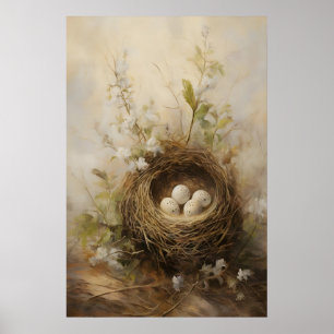 Vogelnest-Wandkunst-Sprint-Naturdruck, Vintage Poster