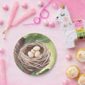 Vogelnest | Wasserfarbe Eier Natur Pappteller (Party)