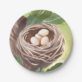 Vogelnest | Wasserfarbe Eier Natur Pappteller