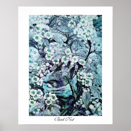 VOGELNEST ,weiß blau Poster (Vorne)