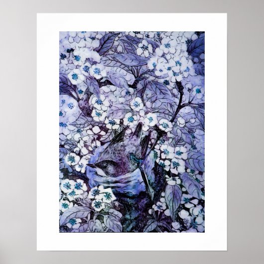 VOGELNEST ,weiß blau Poster (Vorne)
