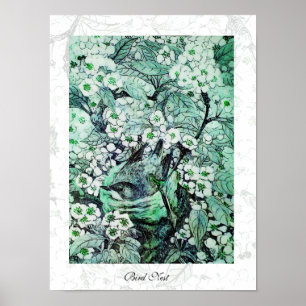 VOGELNEST ,weiß grün Poster