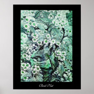VOGELNEST ,weiß grün schwarz Poster