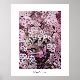 VOGELNEST ,weiß rot pink violett Poster