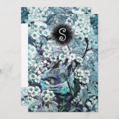 VOGELNEST, WEISSER BLAUER FRÜHBLUMEN MONOGRAMM ANKÜNDIGUNG (Vorne/Hinten)