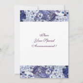 VOGELNEST, WEISSER BLAUER FRÜHBLUMEN MONOGRAMM ANKÜNDIGUNG (Rückseite)