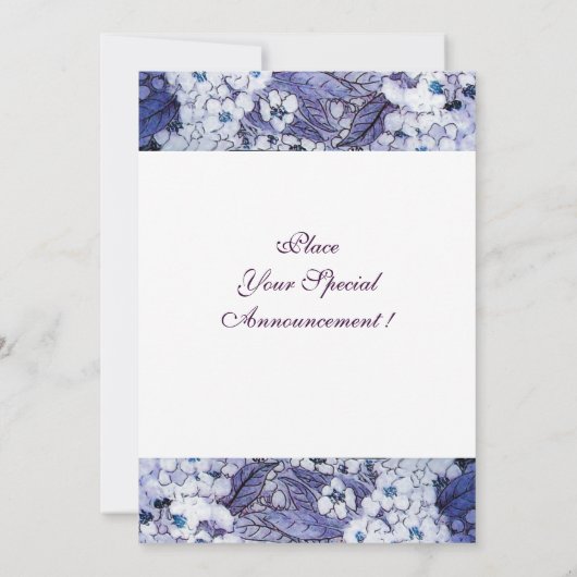 VOGELNEST, WEISSER BLAUER FRÜHBLUMEN MONOGRAMM ANKÜNDIGUNG (Rückseite)