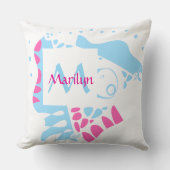 Vogelnest - Weißer Blauer Rosa Name Kissen (Vorderseite)