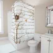 Vogelnest-Zweige-Sparrow und Barbed Wire-Natur Duschvorhang (Beispiel)