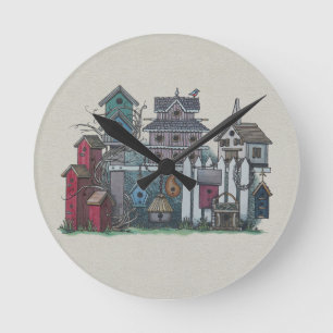 Vogelnestsammlung Runde Wanduhr