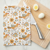 Vogelorange Geschirrtuch (Viertel Falte)