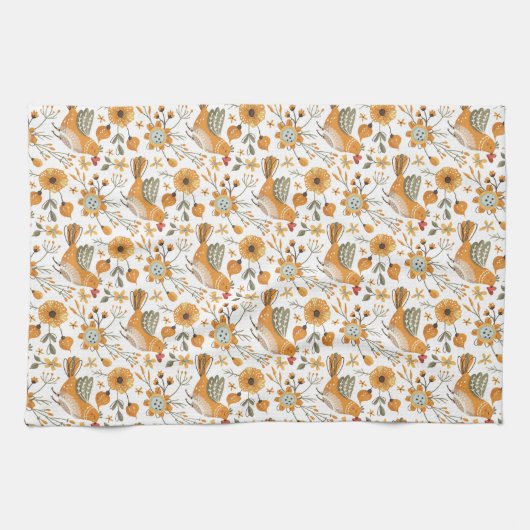 Vogelorange Geschirrtuch (Horizontal)