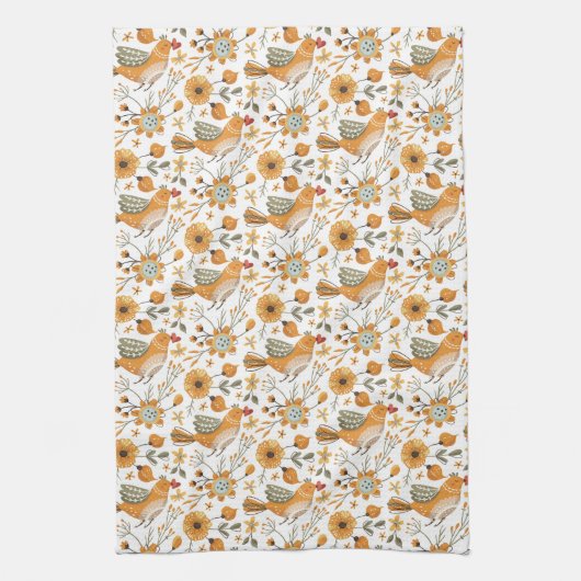 Vogelorange Geschirrtuch (Vertikal)