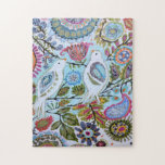 Vogelpapier I Puzzle<br><div class="desc">Dieser süße Druck zeichnet sich durch bunte Papiervögel aus | Von Karen Fields</div>