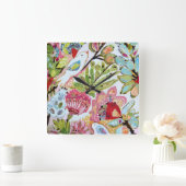 Vogelpapier II Quadratische Wanduhr (Zuhause)