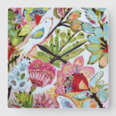 Vogelpapier II Quadratische Wanduhr (Vorderseite)