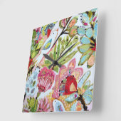 Vogelpapier II Quadratische Wanduhr (Winkel)