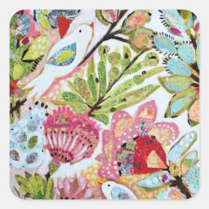 Vogelpapier II Quadratischer Aufkleber