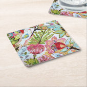 Vogelpapier II Rechteckiger Pappuntersetzer (angewinkelt)