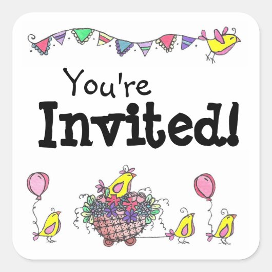 Vogelparade Quadratischer Aufkleber (Vorderseite)